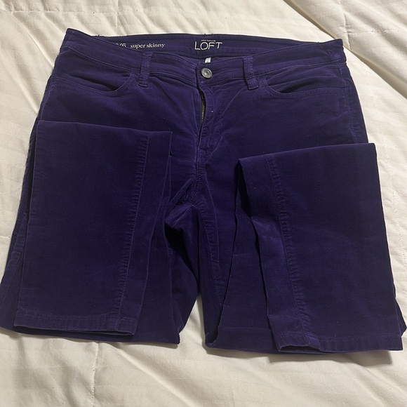 LOFT - Super Skinny Purple Corduroys - Size 28/6 - Picture 6 of 7